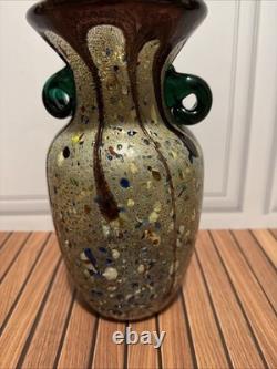 10.5 Vintage Murano Tutti Frutti Glass Vase AVEM Style Hand Blown Amphora Italy