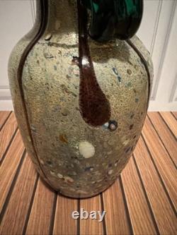 10.5 Vintage Murano Tutti Frutti Glass Vase AVEM Style Hand Blown Amphora Italy