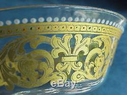 10 HUGE Vintage SALVIATI Moser Enamel Murano Glass Italian Gold Stem Goblets