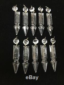 10 Pcs Vintage Murano Glass Italy Chandelier Lamp Part Replacement Spear Prisms