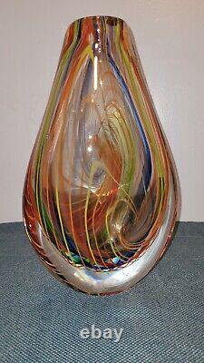 12 MURANO Teardrop Glass Art Vase Vintage PRIMARY Colors String Loop Lines