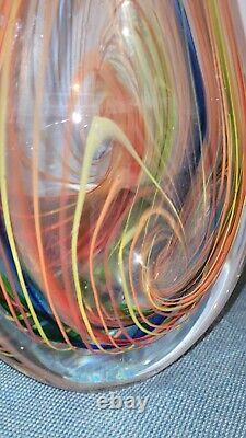 12 MURANO Teardrop Glass Art Vase Vintage PRIMARY Colors String Loop Lines