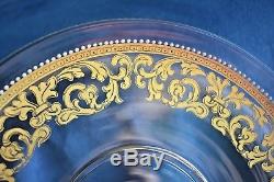 12 Vintage SALVIATI Enamel Murano Italy Venetian Glass Gold Dessert Plates Set