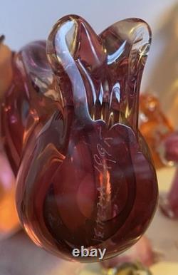 13 Vintage Modern Art Glass Cat Figurine Lot. 13 Glass Cats Murano Viking