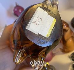 13 Vintage Modern Art Glass Cat Figurine Lot. 13 Glass Cats Murano Viking