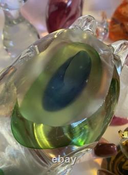 13 Vintage Modern Art Glass Cat Figurine Lot. 13 Glass Cats Murano Viking