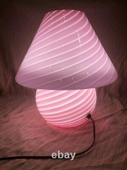 15 Vintage Murano Vetri Italian Glass Mushroom Lamp, Barely Used, Pink