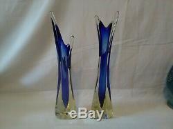 15 Vintage blue Murano Sommerso Seguso Studio Glass Splash Drop Vases
