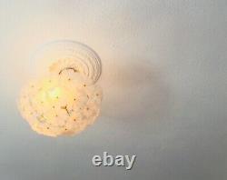 17 Vintage Italian Murano White Flower Venini Art Glass Chandelier Light