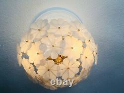 17 Vintage Italian Murano White Flower Venini Art Glass Chandelier Light