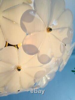 17 Vintage Italian Murano White Flower Venini Art Glass Chandelier Light