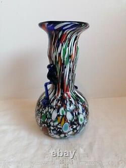 1920's Murano Fratelli Toso Millefiori Glass Carnival Mosaic Cobalt Antique Vase