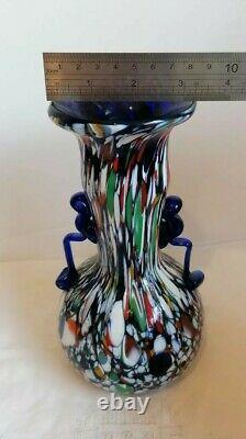 1920's Murano Fratelli Toso Millefiori Glass Carnival Mosaic Cobalt Antique Vase