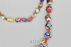 1950 Moretti Vintage Venetian Murano Millefiori Graduated Glass Bead Necklace 29