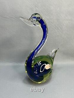 1950s VTG Italian Murano Vaseline Uranium Glass Goose Bird Swan Duck Figurine