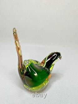 1950s Vintage Italian Murano Vaseline Uranium Glass Green Bird Dove Figurine