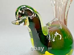 1950s Vintage Italian Murano Vaseline Uranium Glass Green Bird Dove Figurine