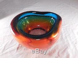 1950s Vintage Murano Rainbow Bubbles Dish/Bowl Seguso Art Glass Mid Century