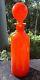 1960's 70's Vintage Orange Murano Empoli Cased Glass Genie Bottle Decanter 19