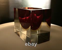 1960's Murano Sommerso Art Glass Ashtray by Flavio Poli. Made in Italy, 3.5x3x2
