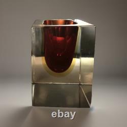 1960's Murano Sommerso Art Glass Ashtray by Flavio Poli. Made in Italy, 3.5x3x2