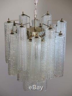 1960s Italian vintage Murano Tube glass chandelier style Mazzega