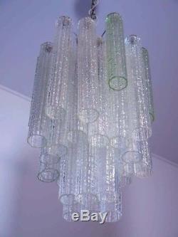 1960s Italian vintage Murano Tube glass chandelier style Mazzega