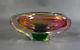 1960s Vintage Italian Murano Colorful Large Heavy Glass Cigar Ashtray Two Rests