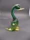 1960s Vintage Murano Glass Green/Amber 8 Duck Figurine With Label