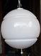 1970 Vintage Big Ball Globe White Italy Chandelier Murano Glass Mid-Century lamp