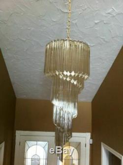 1970's VINTAGE CAMER MURANO GLASS VENINI CHANDELIER 80 crystals