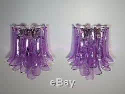 1970s Pair of Vintage Italian Murano wall lights Mazzega violet glasses