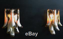 1970s Pair of Vintage Italian Murano wall lights in the manner of Mazzega pur