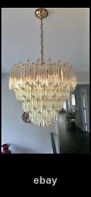 1970s VINTAGE CAMER MURANO GLASS VENINI CHANDELIER 91 CRYSTALS
