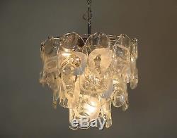 1970s Vintage Italian Murano chandelier lamp in Vistosi style 23 glasses