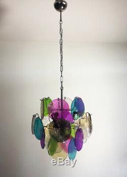 1970s Vintage Italian Murano chandelier lamp in Vistosi style 24 disks