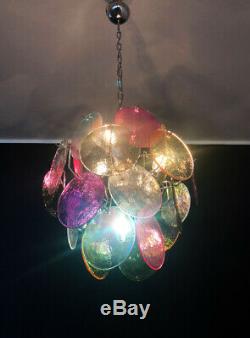 1970s Vintage Italian Murano chandelier lamp in Vistosi style 24 disks