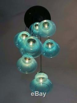 1970s Vintage Light Blue Murano glass Chandelier Sconce in Vistosi style