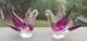 2 Beautiful Vintage Murano Style Art Purple Glass Love Birds 1 1/2 Sculpture