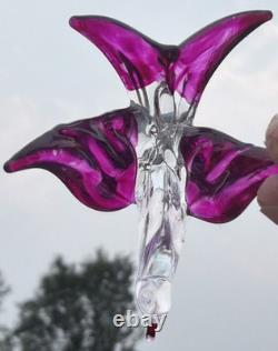 2 Beautiful Vintage Murano Style Art Purple Glass Love Birds 1 1/2 Sculpture