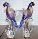 2 GORGEOUS Vtg MURANO Parrot Birds Exotic FORMiA Pair ArT GLaSs LABEL Italy
