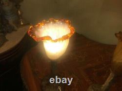 2 Vintage Elegant Table Lamps with Italian Murano Glass Shade