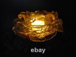 2 Vintage Murano Archimede Seguso GOLD Glass FLORIFORM TEALIGHT HOLDER ROSE BOWL