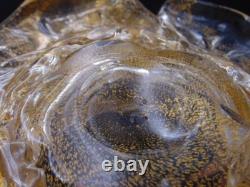 2 Vintage Murano Archimede Seguso GOLD Glass FLORIFORM TEALIGHT HOLDER ROSE BOWL