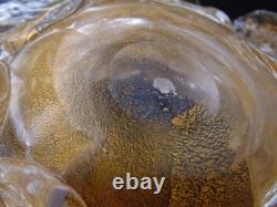 2 Vintage Murano Archimede Seguso GOLD Glass FLORIFORM TEALIGHT HOLDER ROSE BOWL