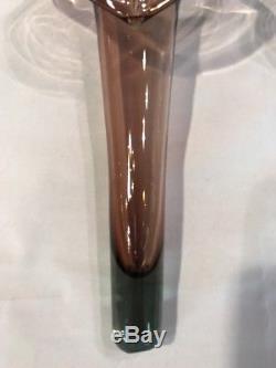 2 Vtg Deco Nouveau Glass Wall Sconce Vase Murano Glass Lilly 14.5 T