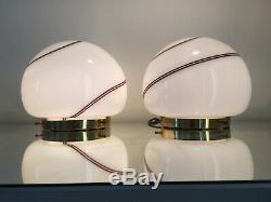 2 lovely table lamps swirl Murano glass + brass lampada tavolo vintage 70 U