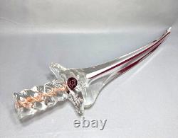 21 Vintage Italy Murano Large Sword Sculpture Clear Ruby Aventurine Art Glass