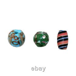 (2480) Three Antique Murano Venezia Glass Beads End of 19th century bead