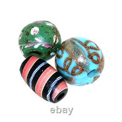 (2480) Three Antique Murano Venezia Glass Beads End of 19th century bead